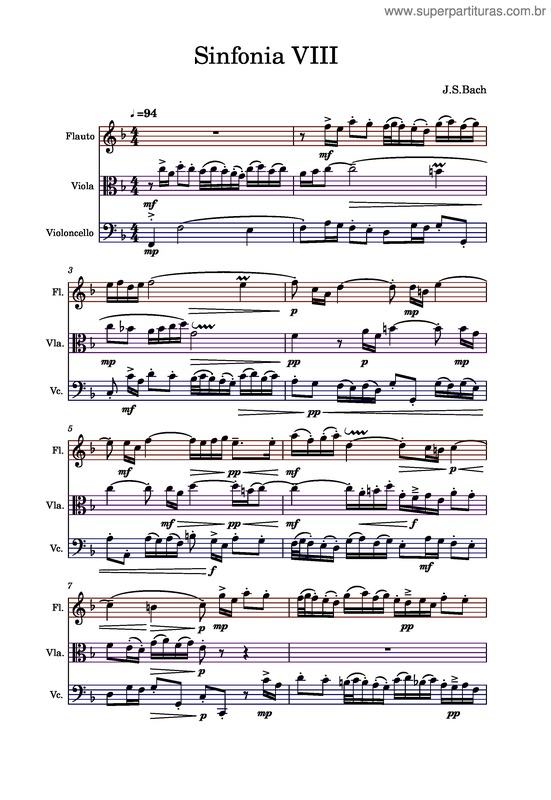 Partitura da música Sinfonia In F Major, Bwv 794 – Johann Sebastian Bach