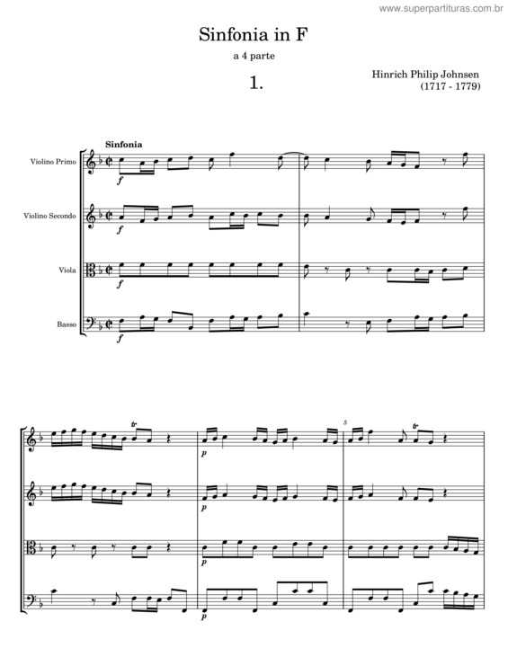 Partitura da música Sinfonia In F Major, Norj A1 – Hinrich Philip Johnsen