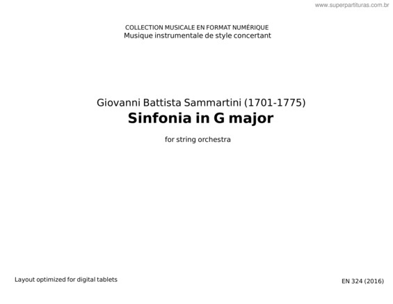 Partitura da música Sinfonia In G Major – Giovanni Battista Sammartini