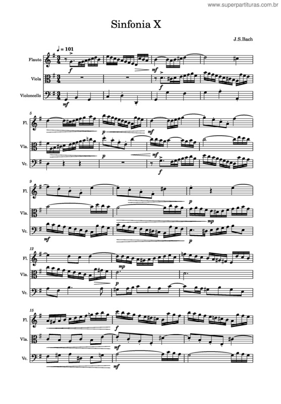 Partitura da música Sinfonia In G Major, Bwv 796 – Johann Sebastian Bach