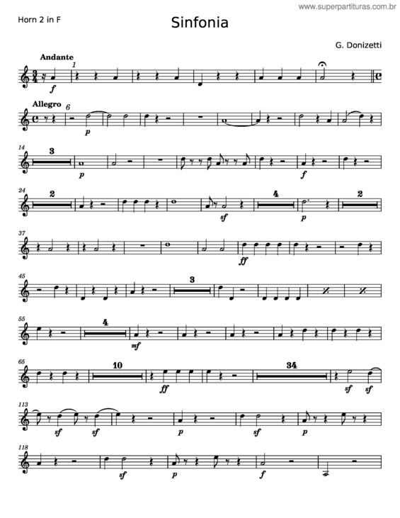 Partitura da música Sinfonia In G Minor – Gaetano Donizetti v.2