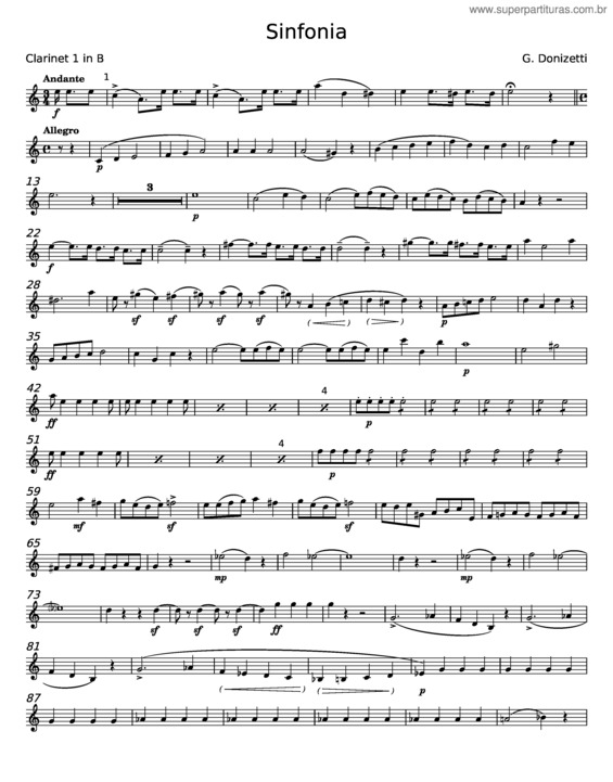 Partitura da música Sinfonia In G Minor – Gaetano Donizetti