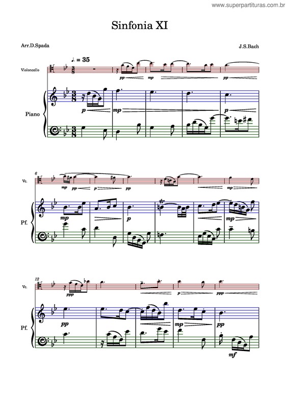 Partitura da música Sinfonia In G Minor, Bwv 797 – Johann Sebastian Bach