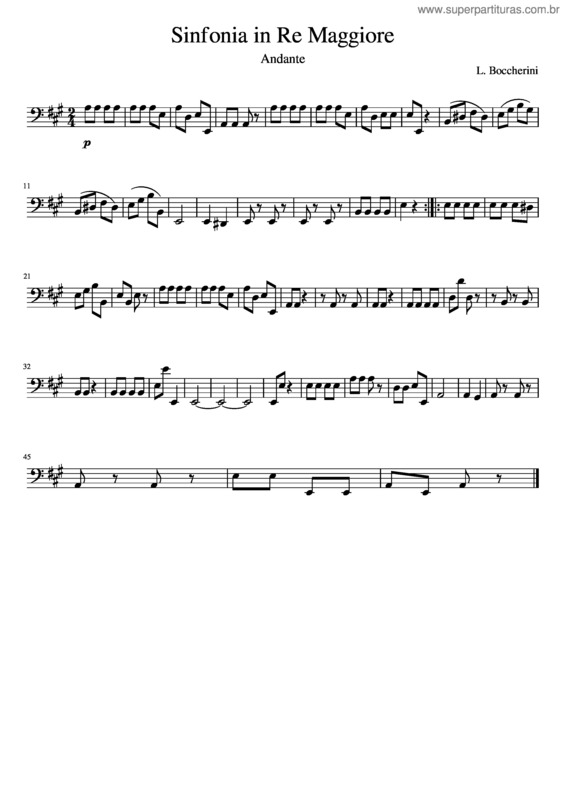 Partitura da música Sinfonia In Re Maggiore Boccherini I Mov v.2