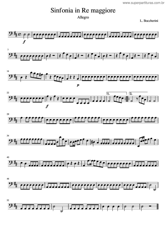 Partitura da música Sinfonia In Re Maggiore Boccherini I Mov