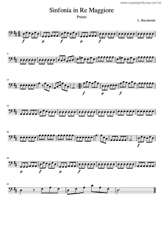 Partitura da música Sinfonia In Re Maggiore Boccherini Iv Mov