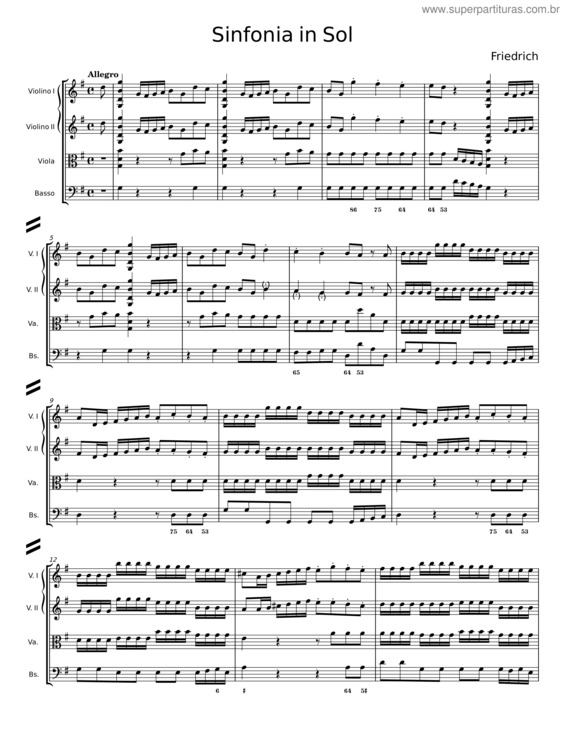 Partitura da música Sinfonia In Sol – Friedrich