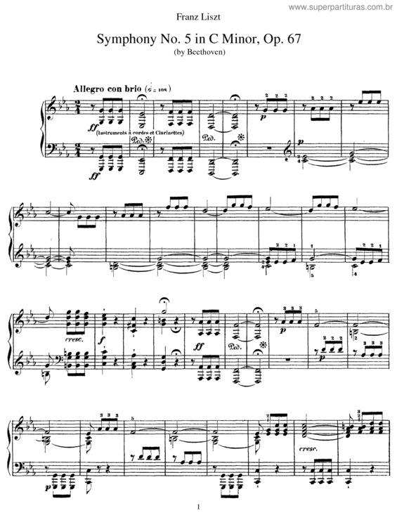 Partitura da música Sinfonia n.º 5 v.2