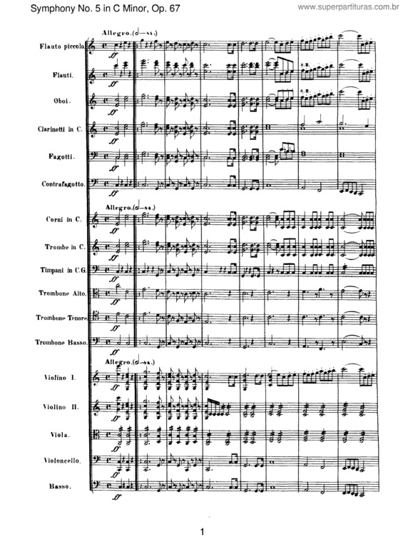 Partitura da música Sinfonia n.º 5 v.6