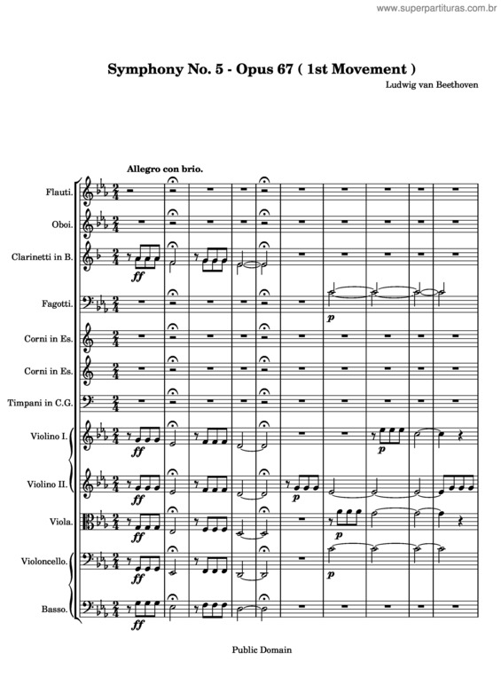 Partitura da música Sinfonia n.º 5 v.7