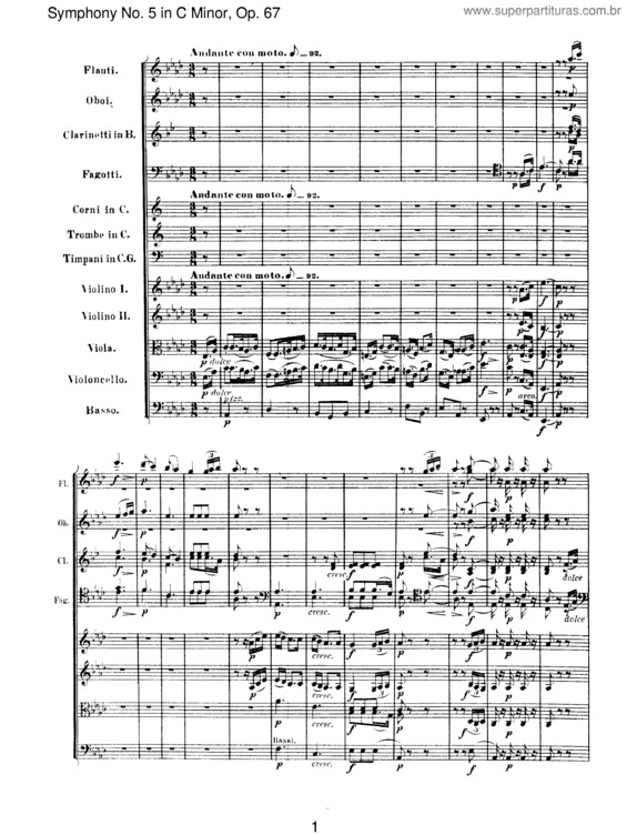 Partitura da música Sinfonia n.º 5 v.8