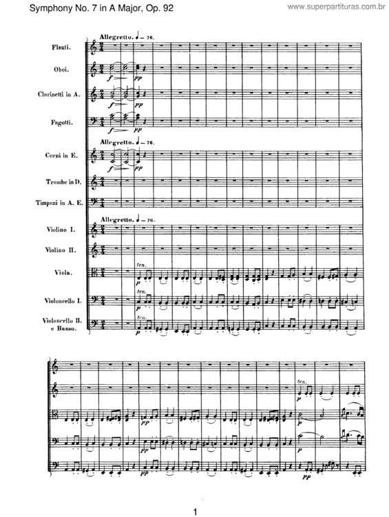 Partitura da música Sinfonia n.º 7 v.2