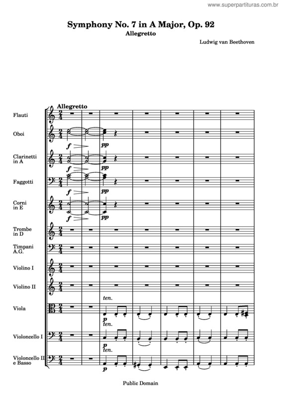 Partitura da música Sinfonia n.º 7 v.3