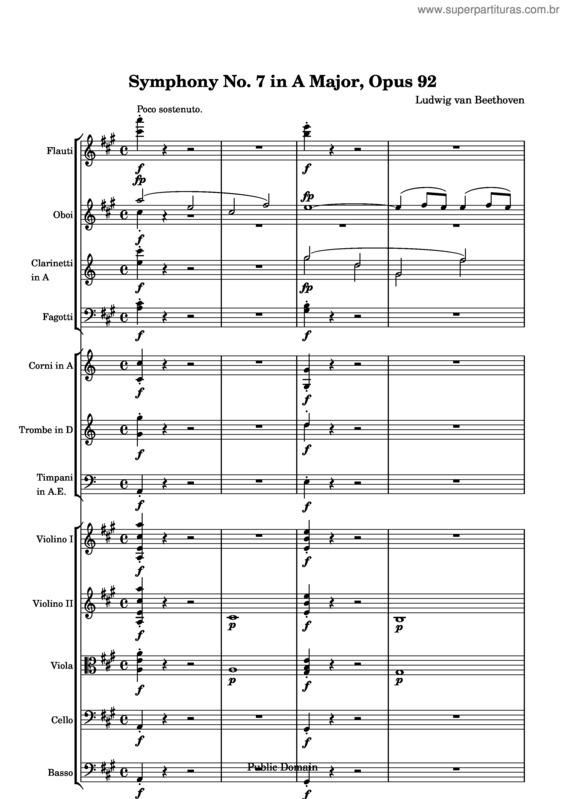 Partitura da música Sinfonia n.º 7 v.4