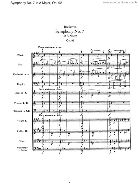 Partitura da música Sinfonia n.º 7 v.5