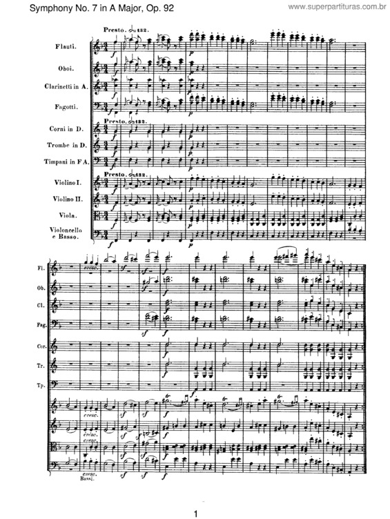 Partitura da música Sinfonia n.º 7 v.6