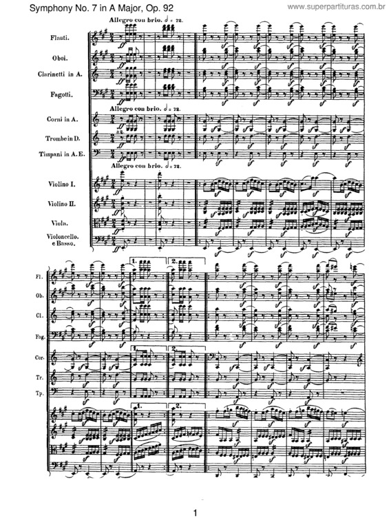 Partitura da música Sinfonia n.º 7 v.7