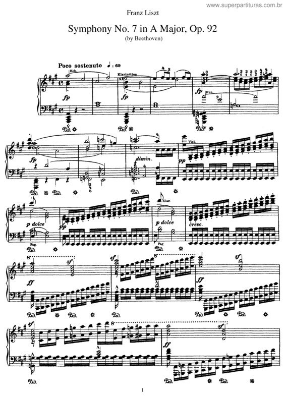 Partitura da música Sinfonia n.º 7