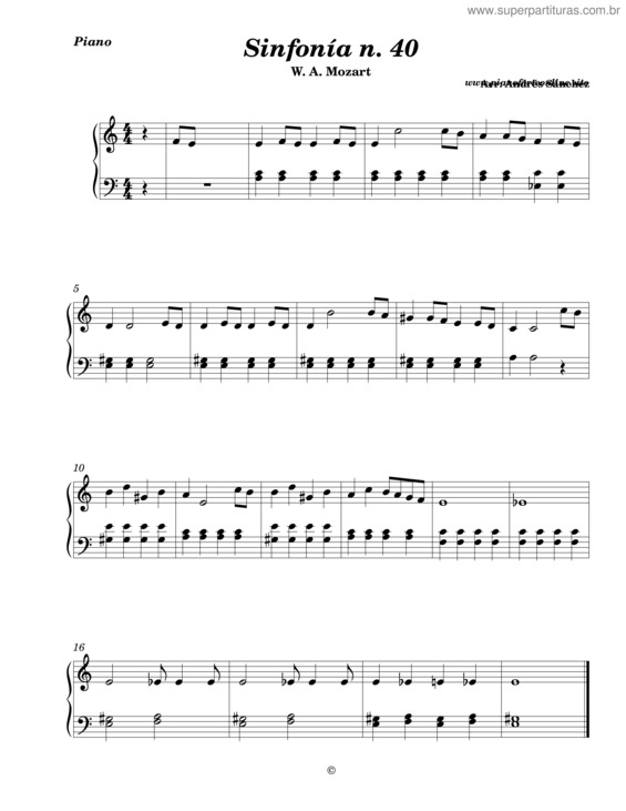 Partitura da música Sinfonía N° 40 – Wolfgang Amadeus Mozart v.2