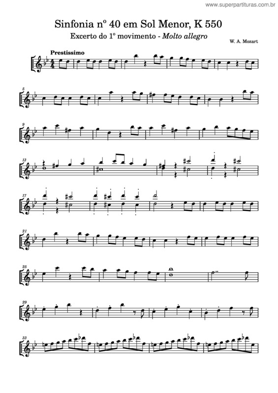 Partitura da música Sinfonia Nº 40 v.2