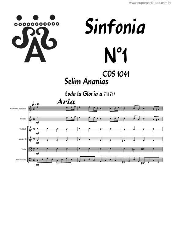 Partitura da música Sinfonia N°1 En Do Mayor, Cos 1041, 1Er Mov. – Selim Ananías