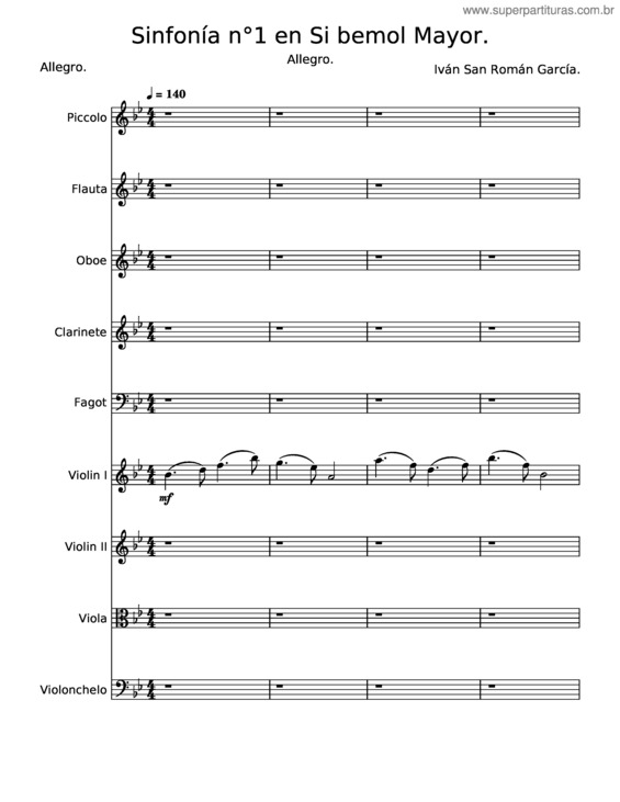 Partitura da música Sinfonía Nº1 En Si Bemol Mayor – Iván San Román García
