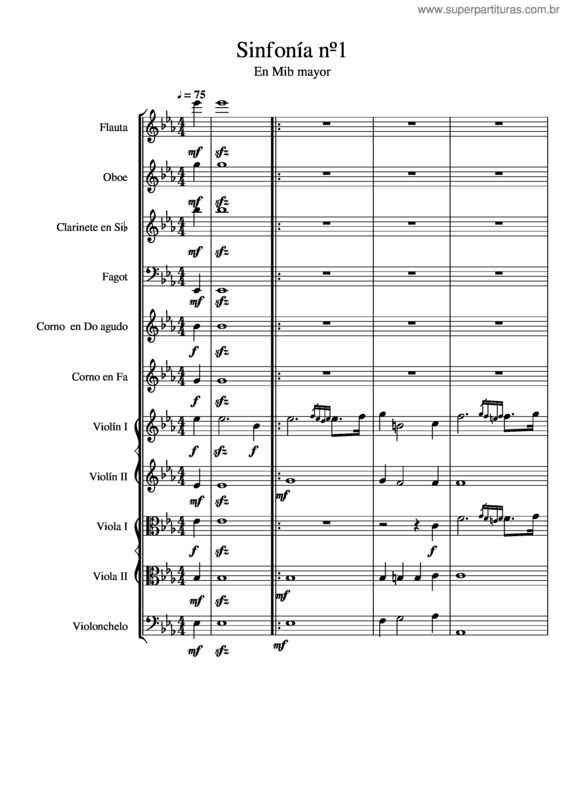 Partitura da música Sinfonía Nº1 v.3