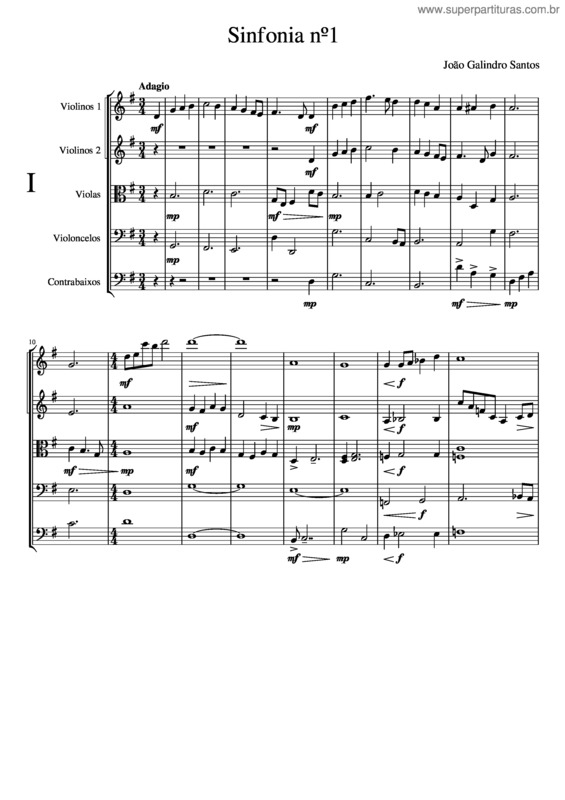 Partitura da música Sinfonia Nº1 v.6