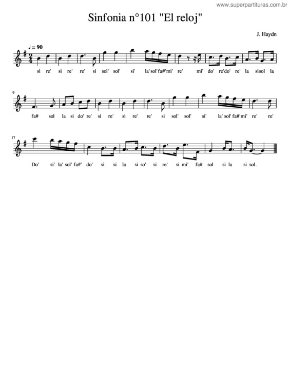Partitura da música Sinfonia N°101