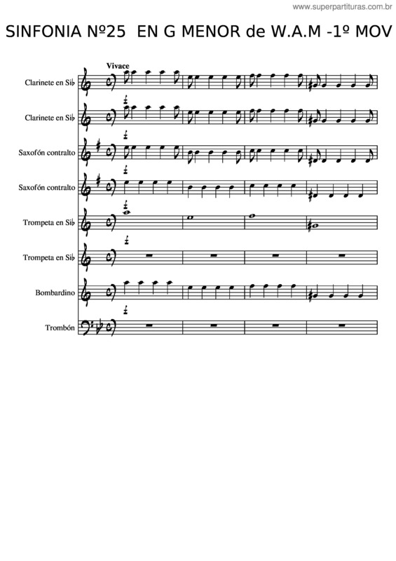 Partitura da música Sinfonia Nº25