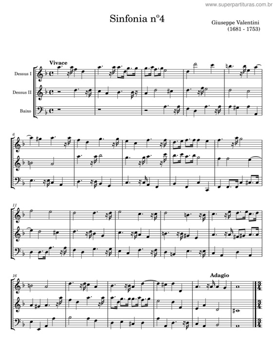 Partitura da música Sinfonia N 4 – Giuseppe Valentini