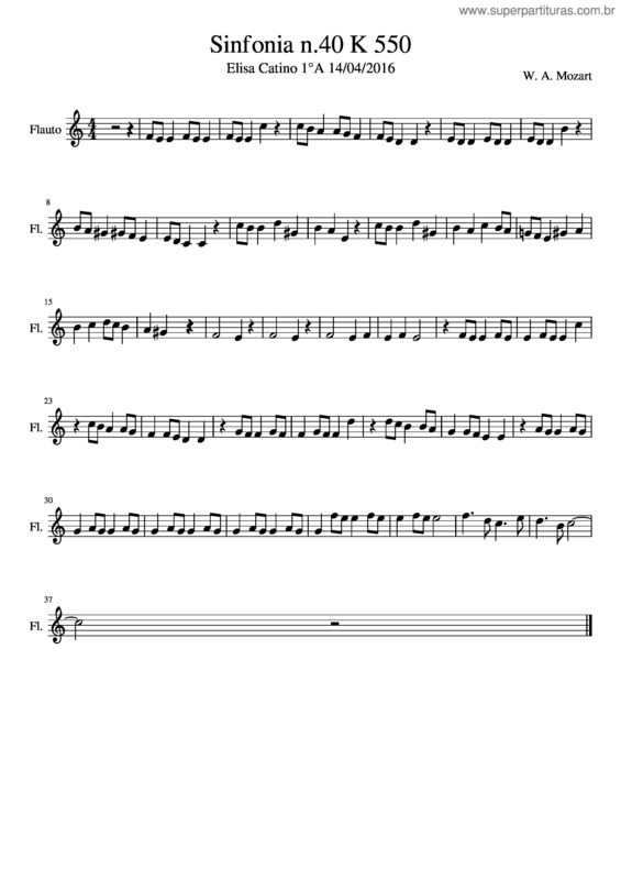 Partitura da música Sinfonia N.40 K 550