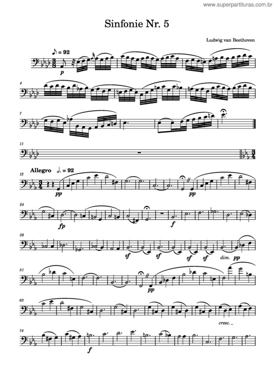 Partitura da música Sinfonia N 5 – Ludwig Van Beethoven Sinfonie Nr.5