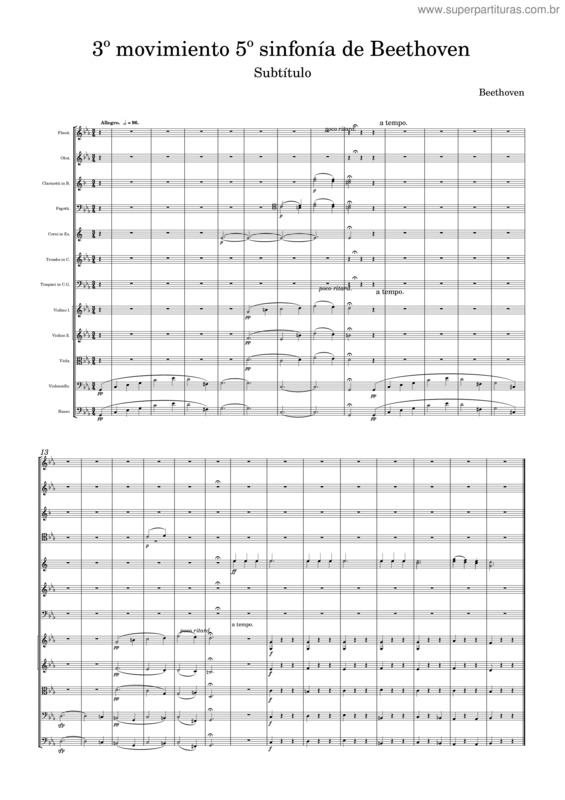 Partitura da música Sinfonia N 5  Ludwig Van Beethoven