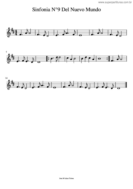 Partitura da música Sinfonia N°9 Del Nuevo Mundo