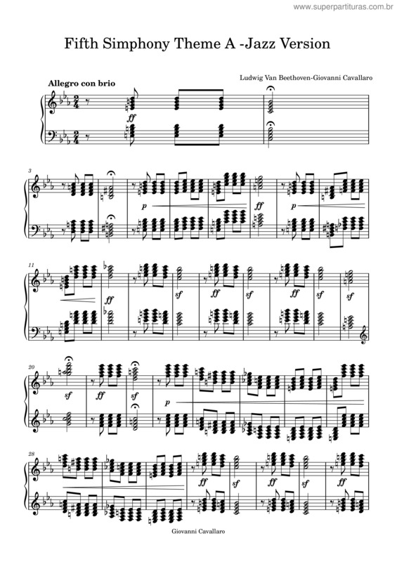 Partitura da música Sinfonia N5–Jazz Version