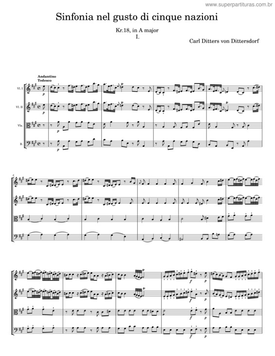 Partitura da música Sinfonia Nel Gusto Di Cinque Nazioni – Carl Ditters Von Dittersdorf