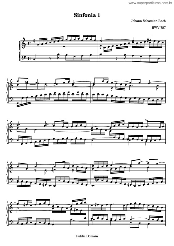 Partitura da música Sinfonia No. 1