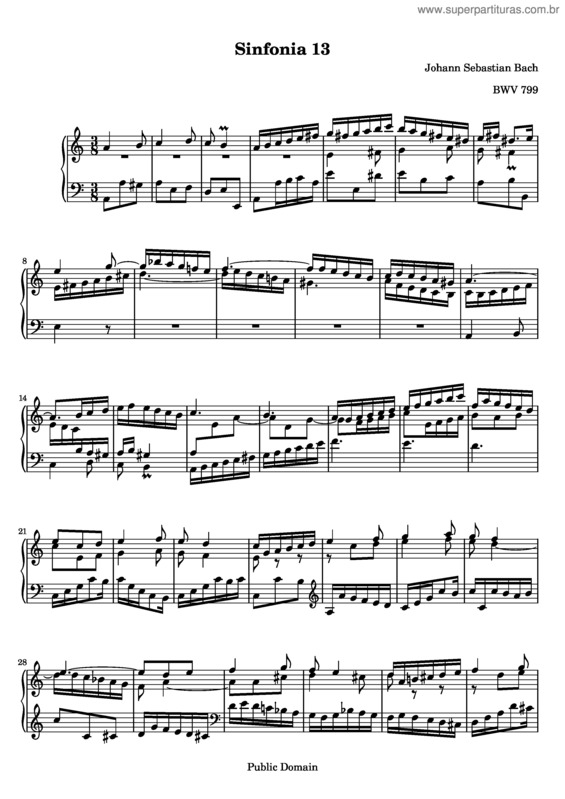 Partitura da música Sinfonia No. 13