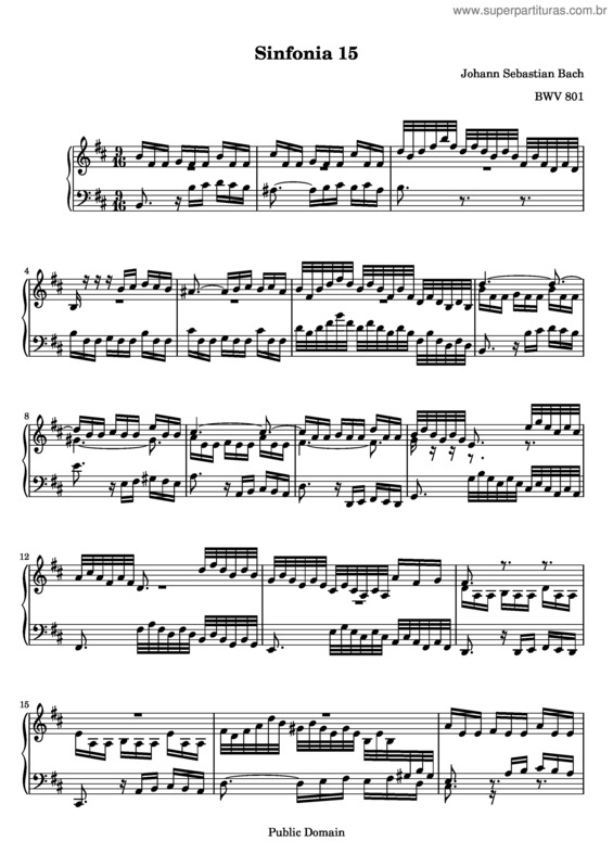 Partitura da música Sinfonia No. 15