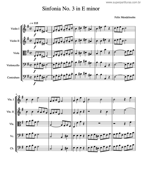 Partitura da música Sinfonia No. 3 In E Minor