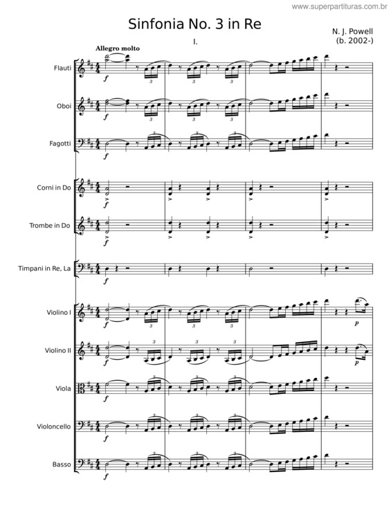 Partitura da música Sinfonia No. 3 In Re – N. J. Powell