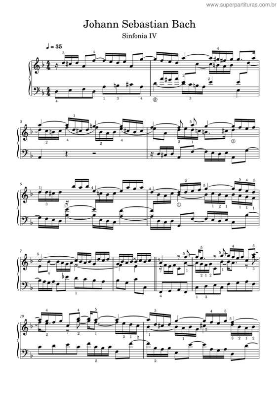 Partitura da música Sinfonia No. 4 In D Minor, Bwv 790 – Johann Sebastian Bach Sinfonia No. 4 In D Minor, Bwv 790