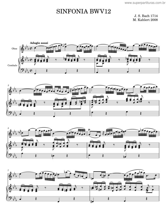 Partitura da música Sinfonia No. 5 – J S Bach, G F Handel, W A Mozart