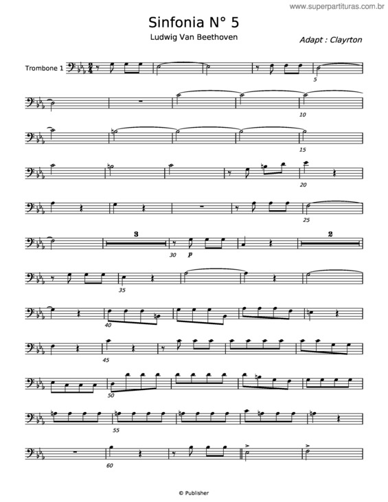 Partitura da música Sinfonia No. 5 – Ludwig Van Beethoven