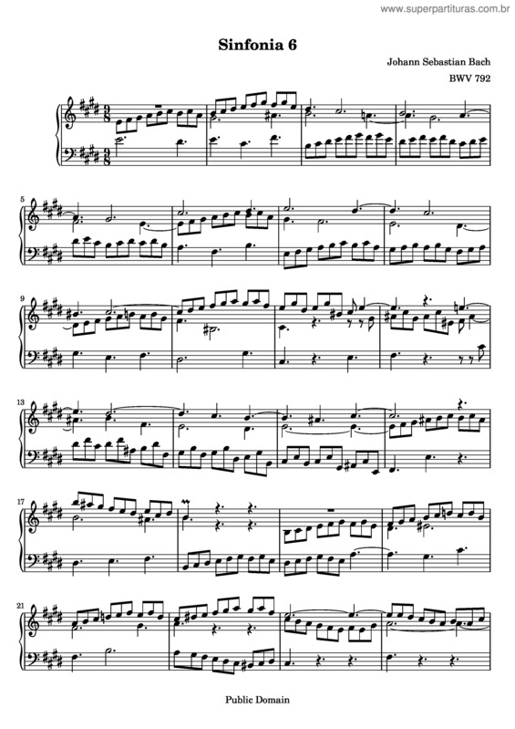 Partitura da música Sinfonia No. 6