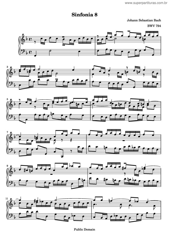 Partitura da música Sinfonia No. 8