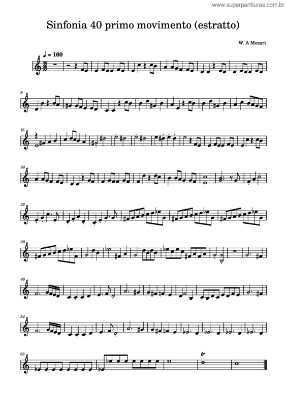 Partitura da música Sinfonia No.40 – Wolfgang Amadeus Mozart