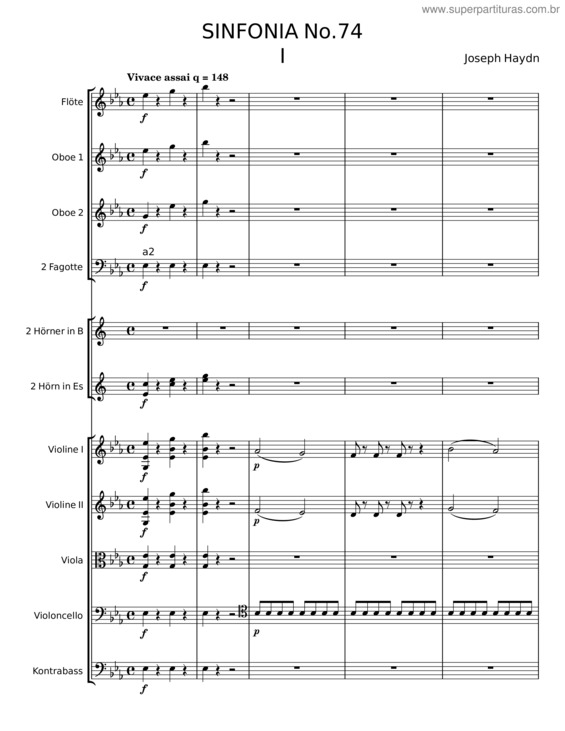 Partitura da música Sinfonia No.74 – Joseph Haydn v.2