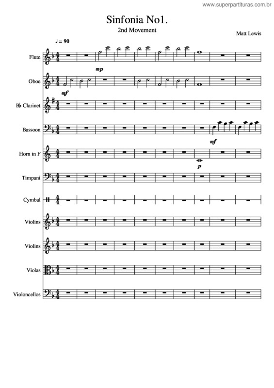 Partitura da música Sinfonia No1.